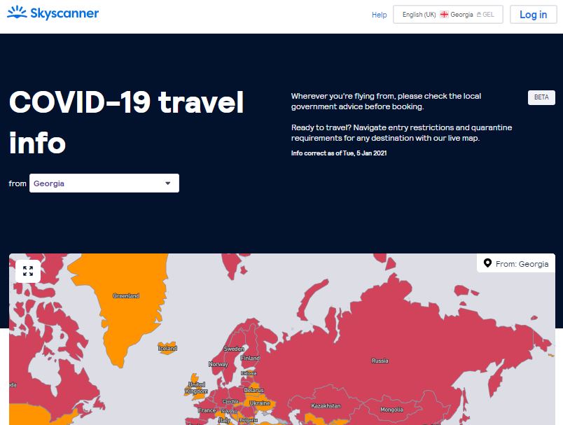 Skyscanner-ის ახალი ინტერაქტიული მოგზაურობის რუკა 